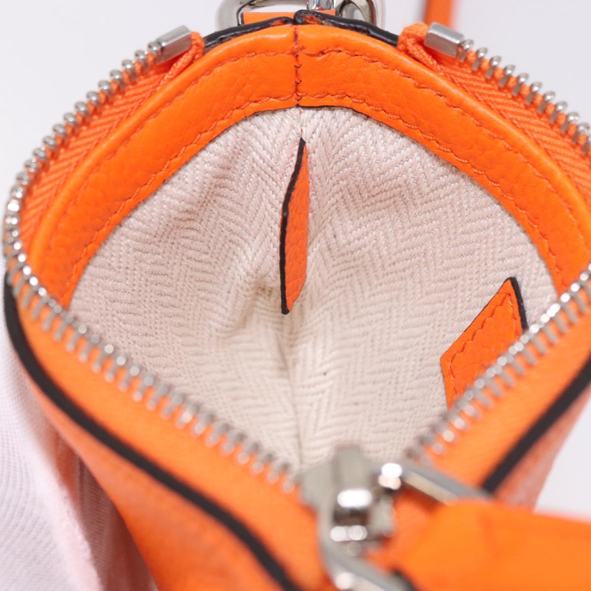 GUCCI Shoulder Pouch Web Sherry Line Leather Orange Silver 821831 Auth bs36086M