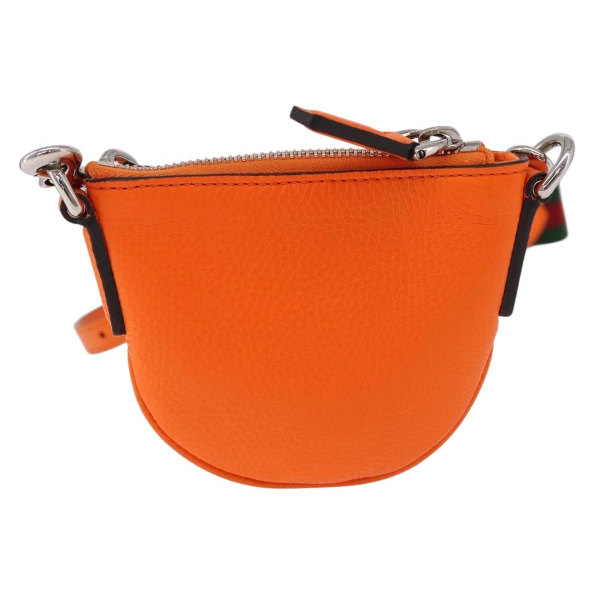 GUCCI Shoulder Pouch Web Sherry Line Leather Orange Silver 821831 Auth bs36086M