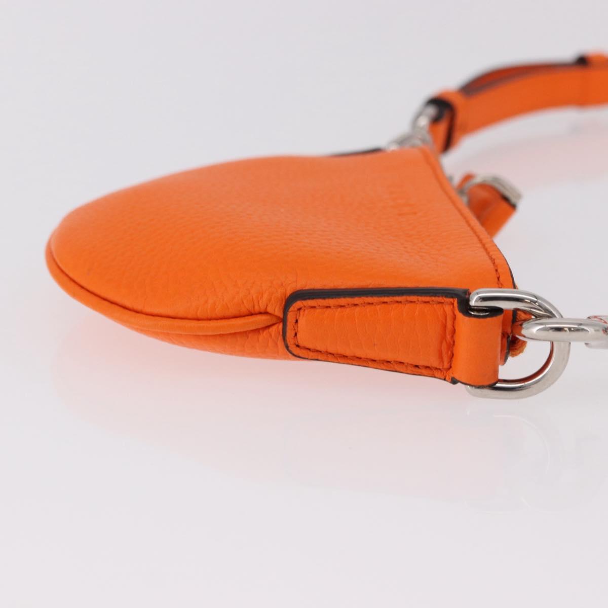 GUCCI Shoulder Pouch Web Sherry Line Leather Orange Silver 821831 Auth bs36086M