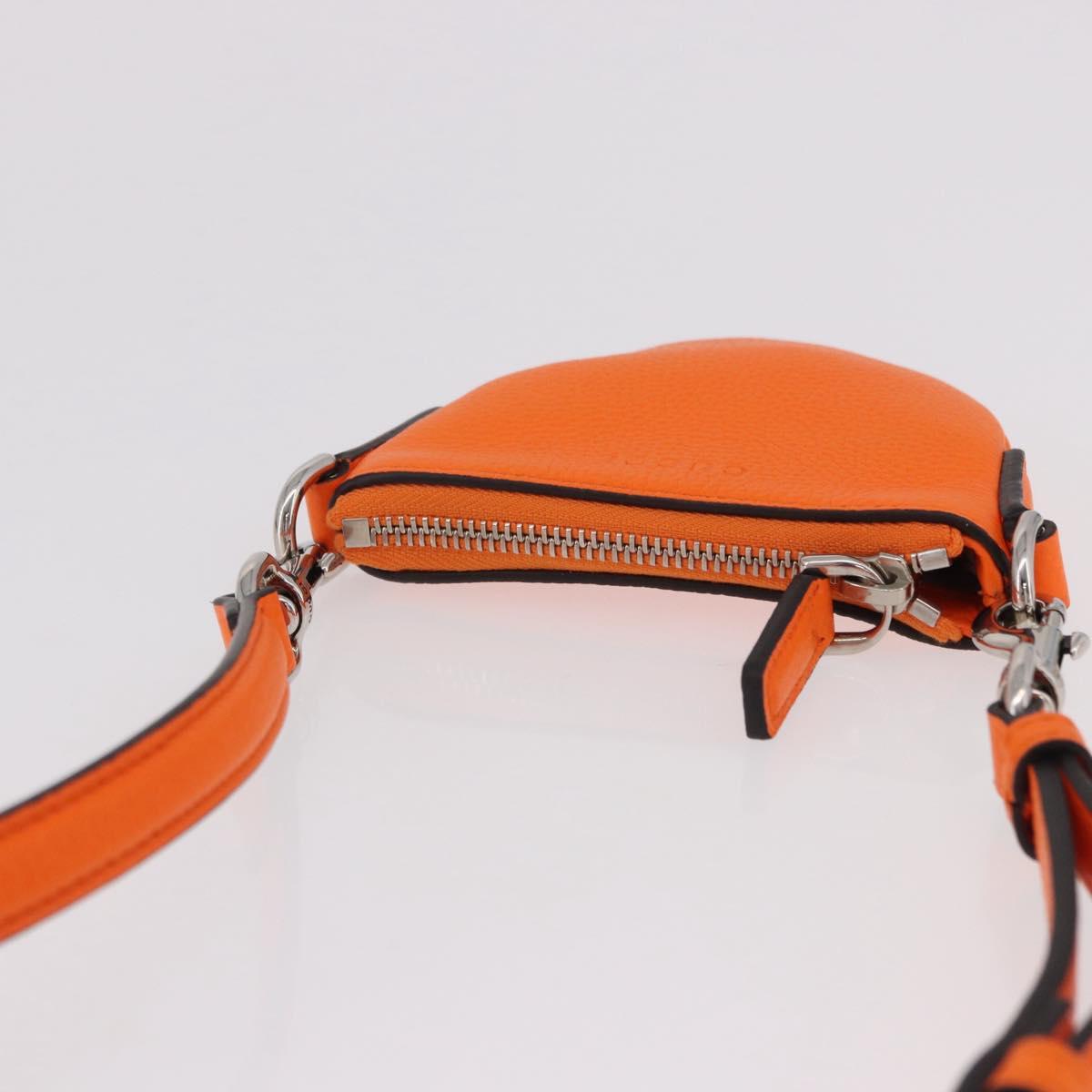 GUCCI Shoulder Pouch Web Sherry Line Leather Orange Silver 821831 Auth bs36086M