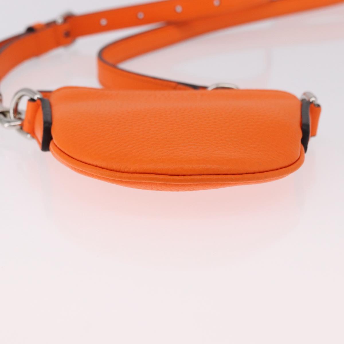 GUCCI Shoulder Pouch Web Sherry Line Leather Orange Silver 821831 Auth bs36086M