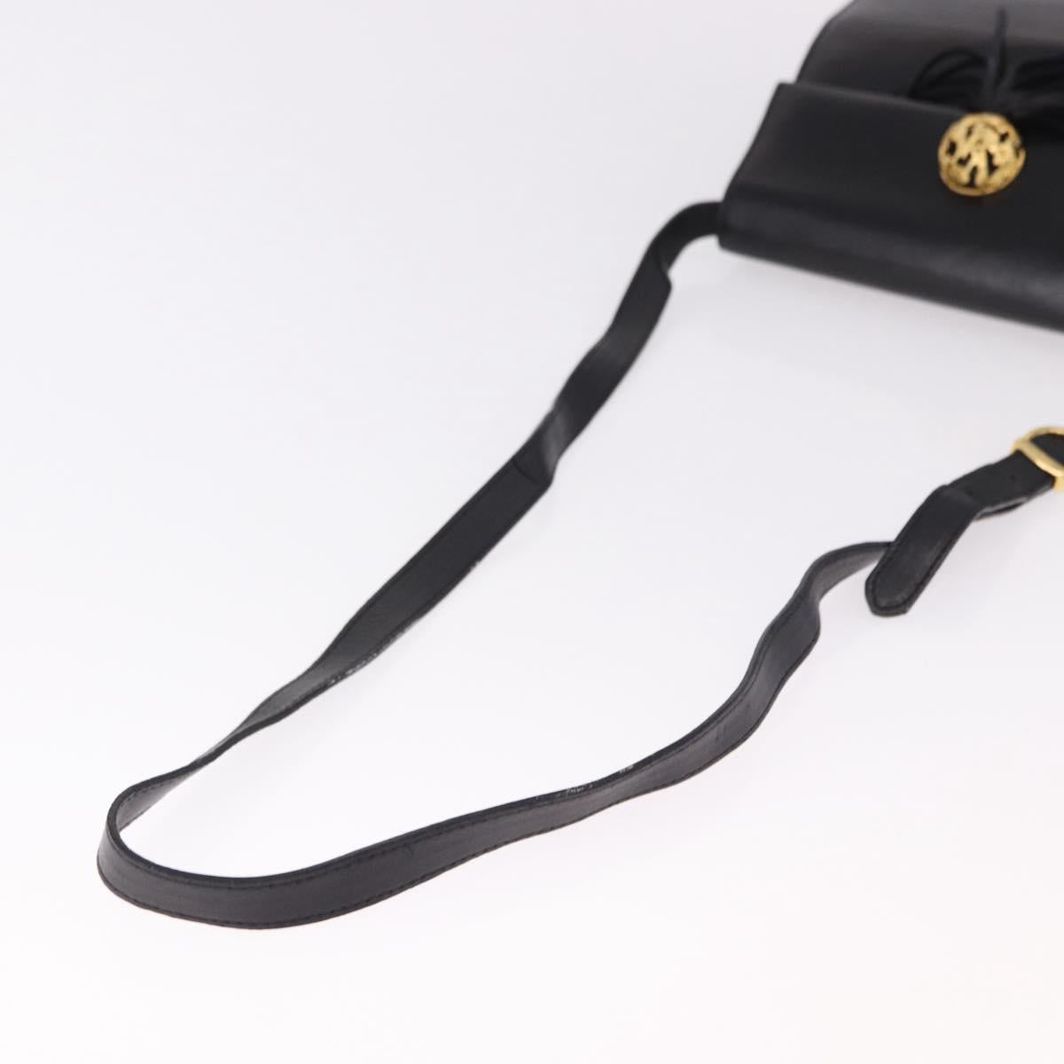 Salvatore Ferragamo Shoulder Bag Leather Black Gold Auth bs36087
