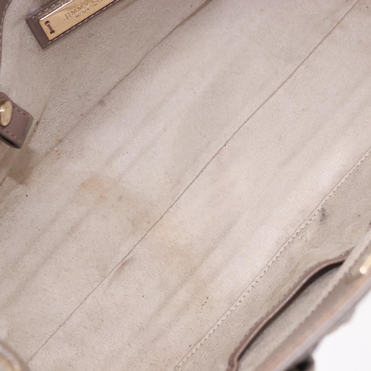 Jimmy Choo Riley Small Star Studs Hand Bag Leather Gray Gold Auth bs36088
