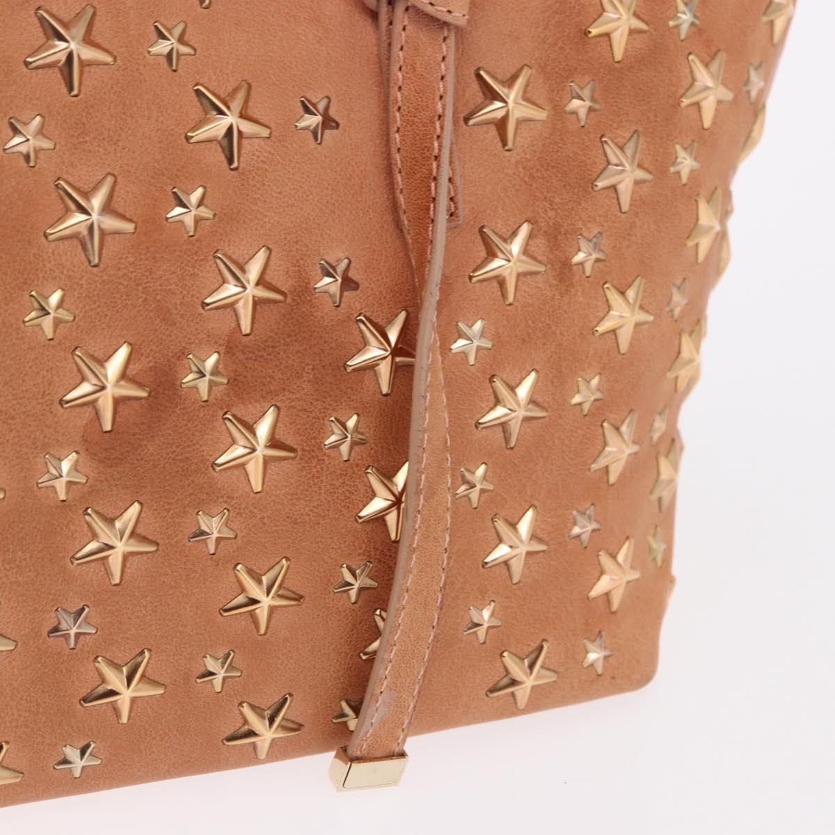 Jimmy Choo Star Studs Hand Bag Leather Pink Gold Auth bs36089