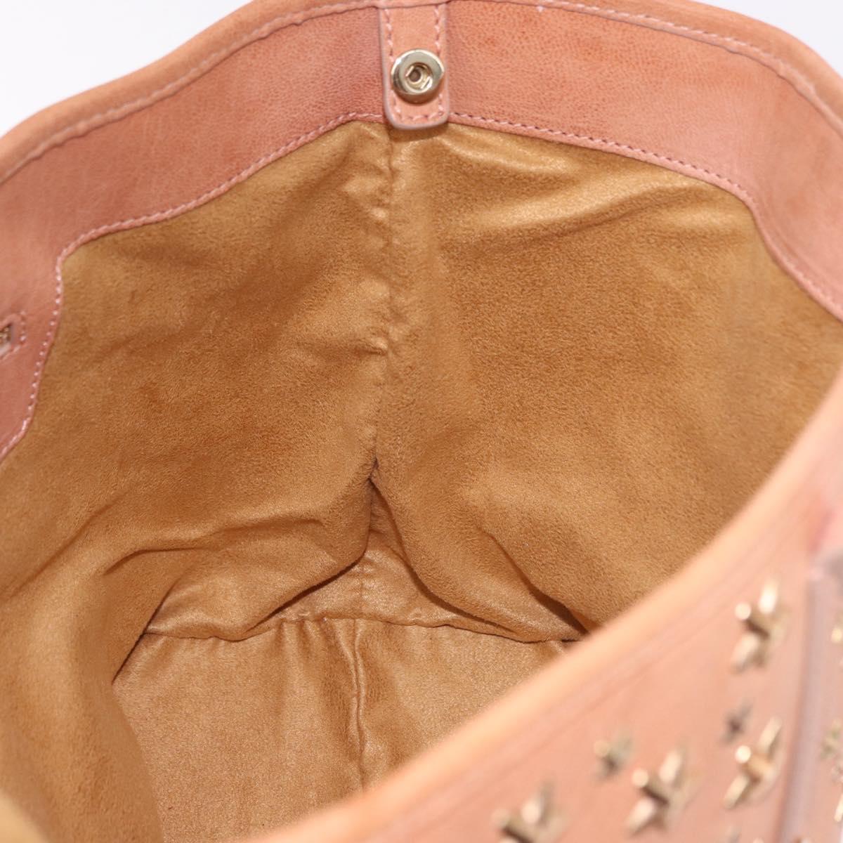 Jimmy Choo Star Studs Hand Bag Leather Pink Gold Auth bs36089