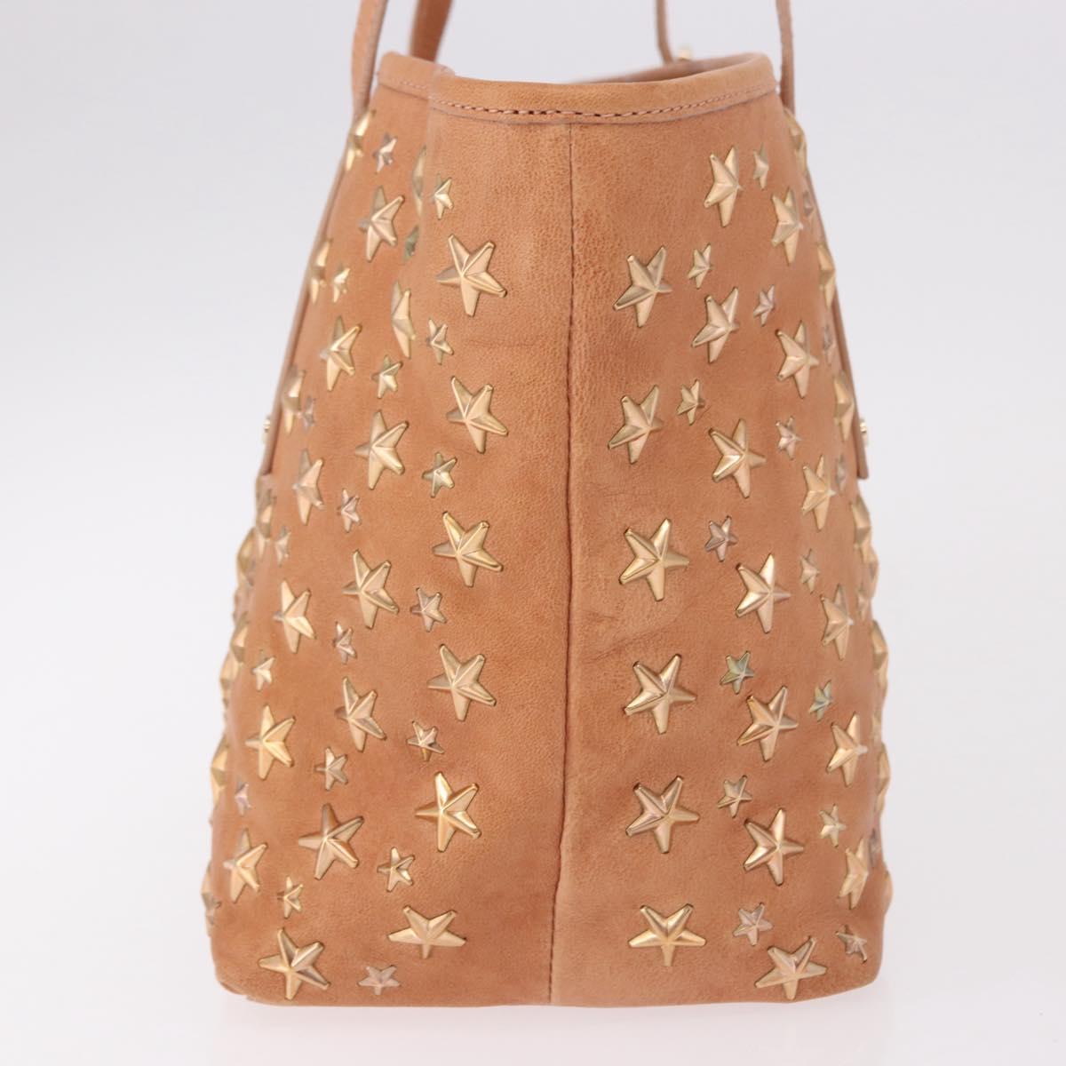 Jimmy Choo Star Studs Hand Bag Leather Pink Gold Auth bs36089
