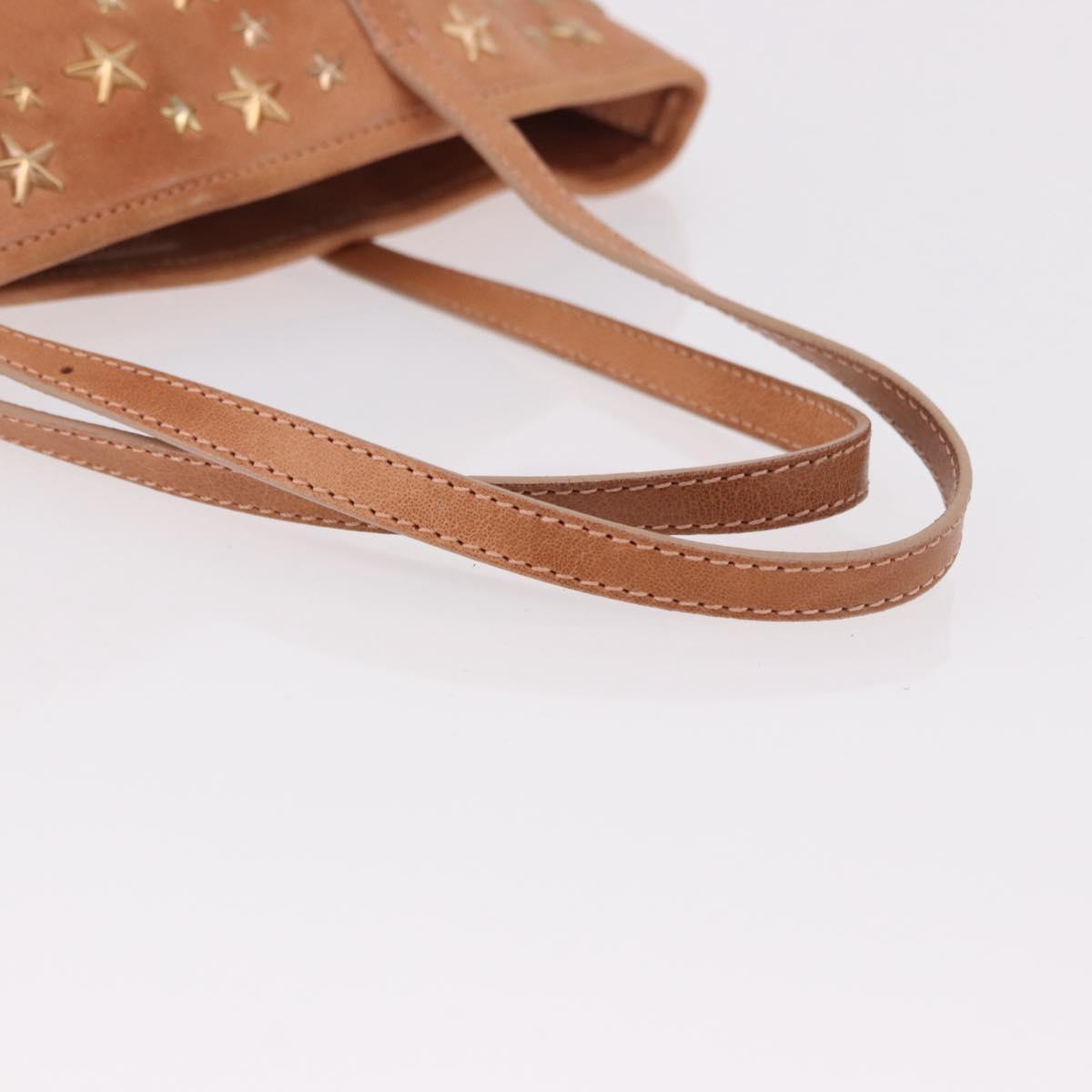 Jimmy Choo Star Studs Hand Bag Leather Pink Gold Auth bs36089