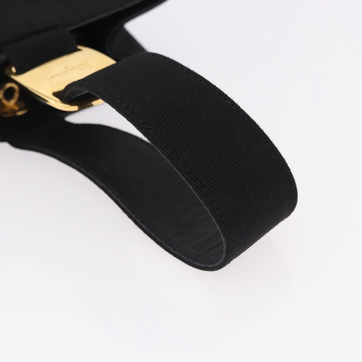 Salvatore Ferragamo Hand Bag Canvas Black Gold Auth bs36090A