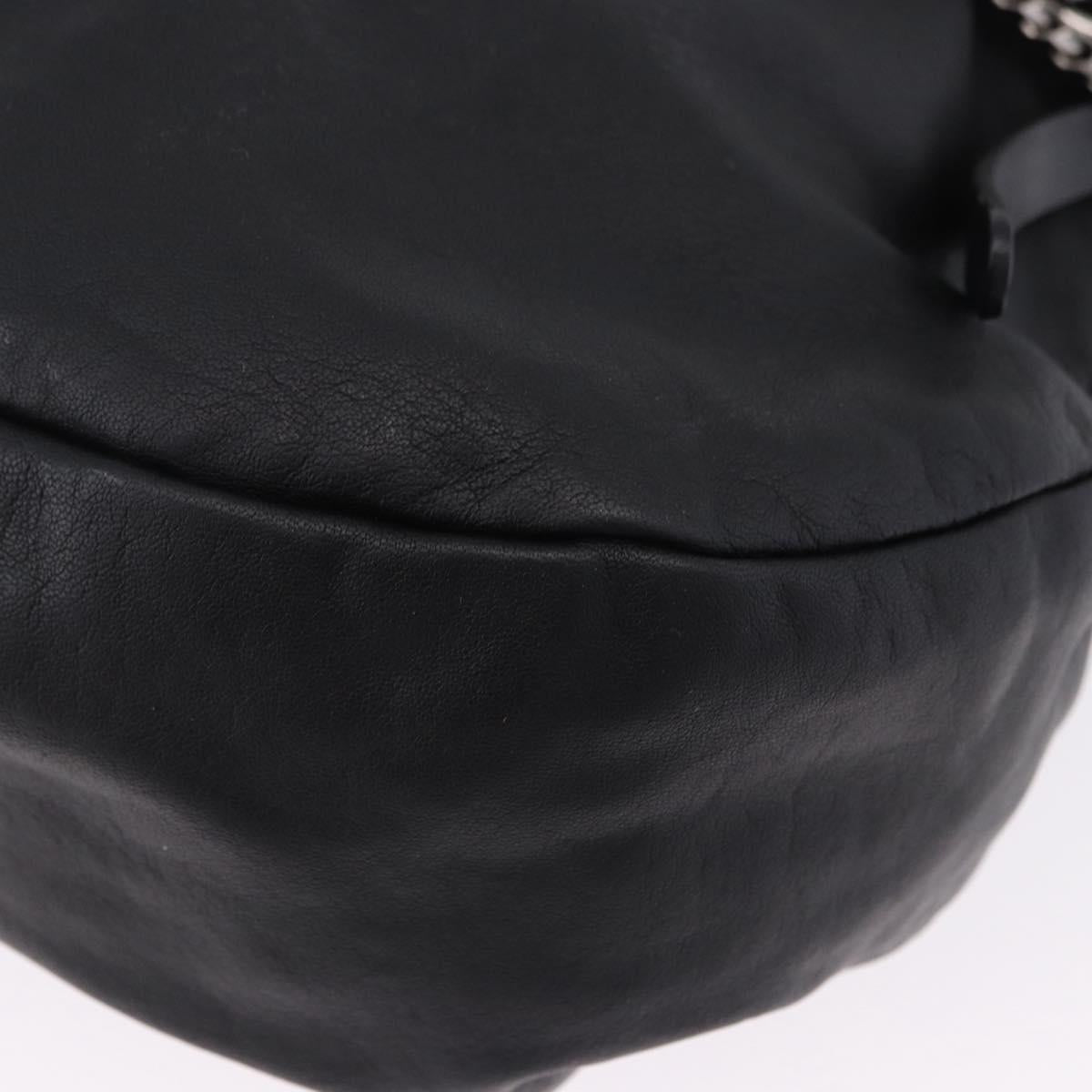 Jimmy Choo Shoulder Bag Leather Black Silver Auth bs36091A