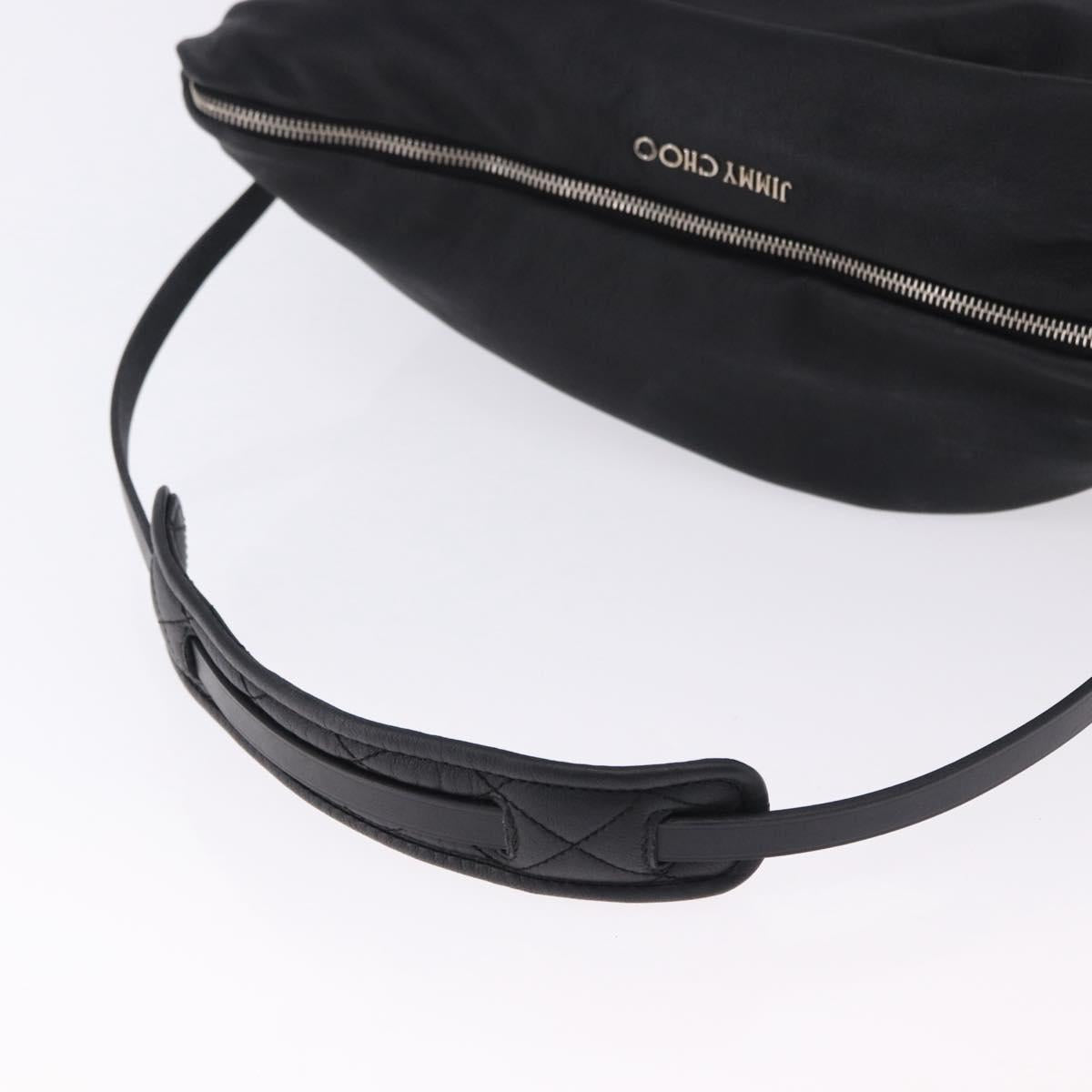 Jimmy Choo Shoulder Bag Leather Black Silver Auth bs36091A