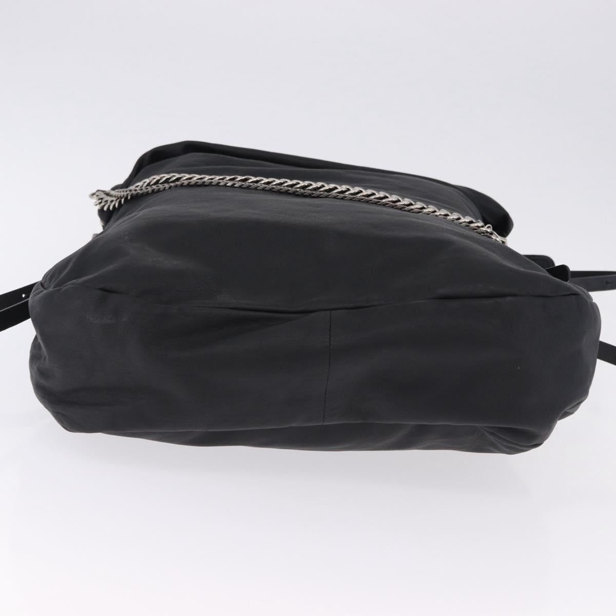 Jimmy Choo Shoulder Bag Leather Black Silver Auth bs36091A