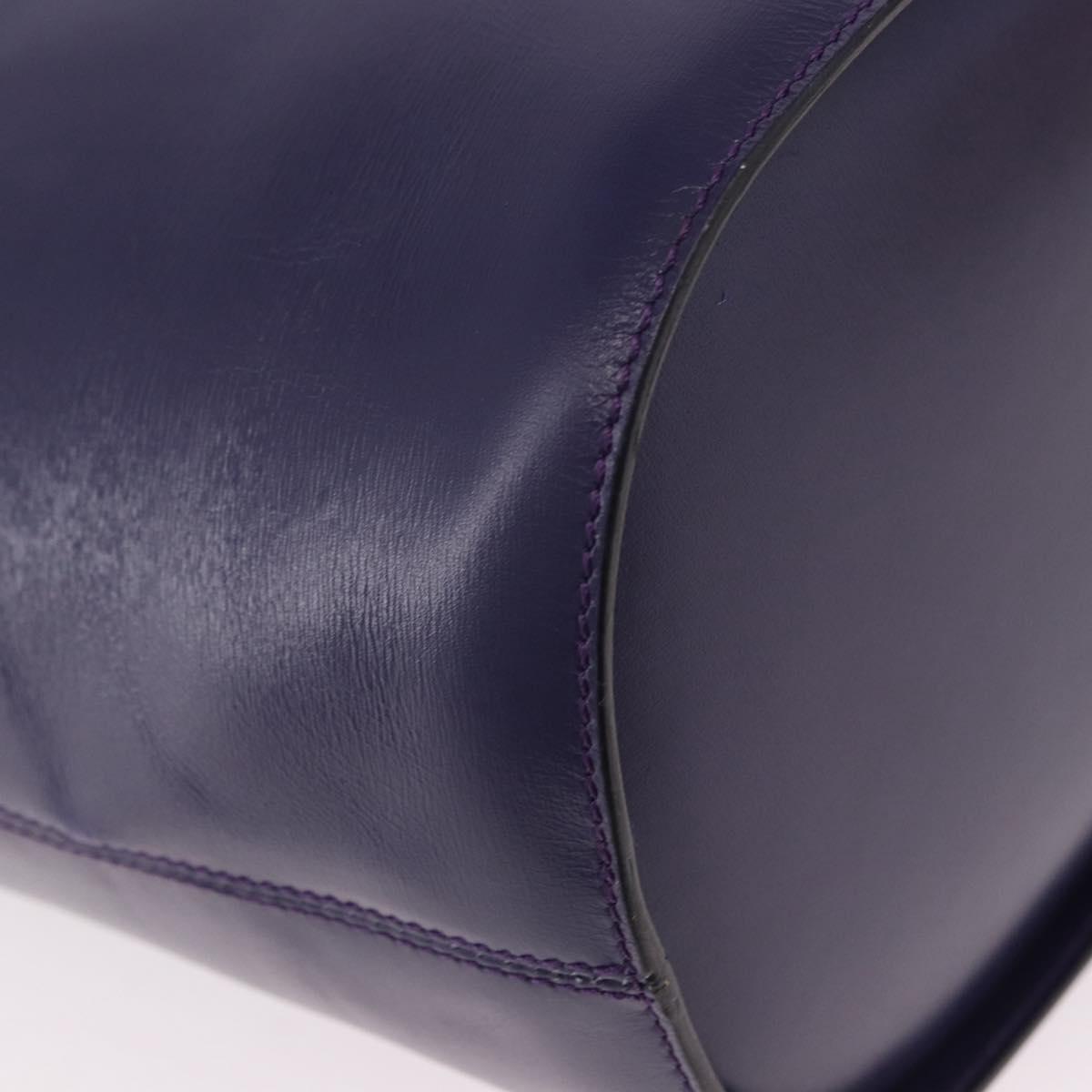 CELINE Circle Shoulder Bag Leather Purple Gold Auth bs36092A