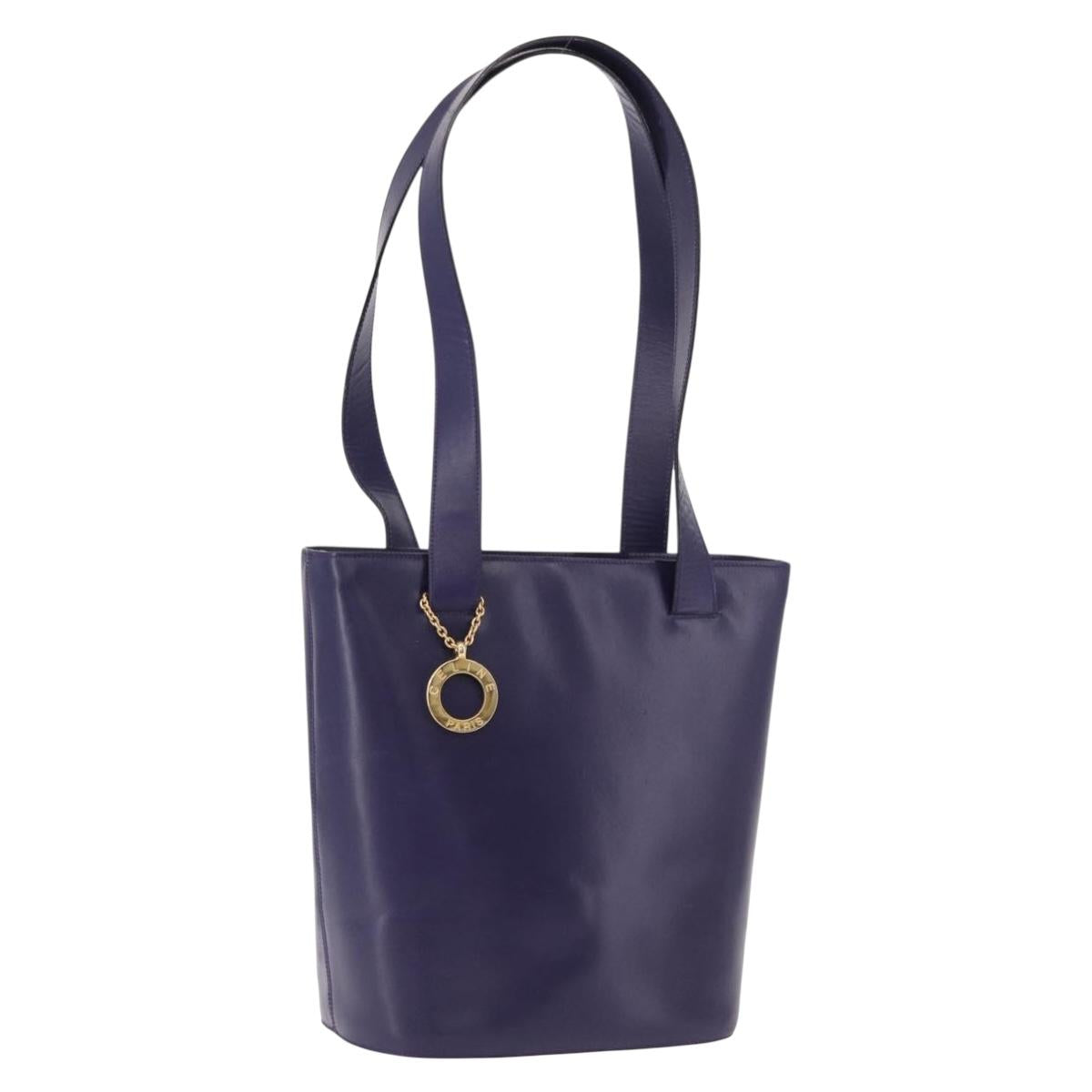 CELINE Circle Shoulder Bag Leather Purple Gold Auth bs36092A