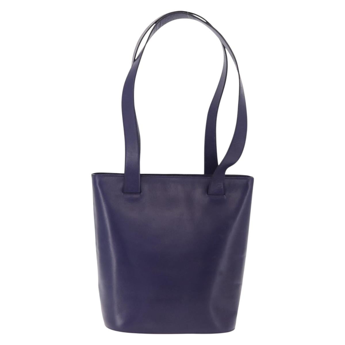 CELINE Circle Shoulder Bag Leather Purple Gold Auth bs36092A
