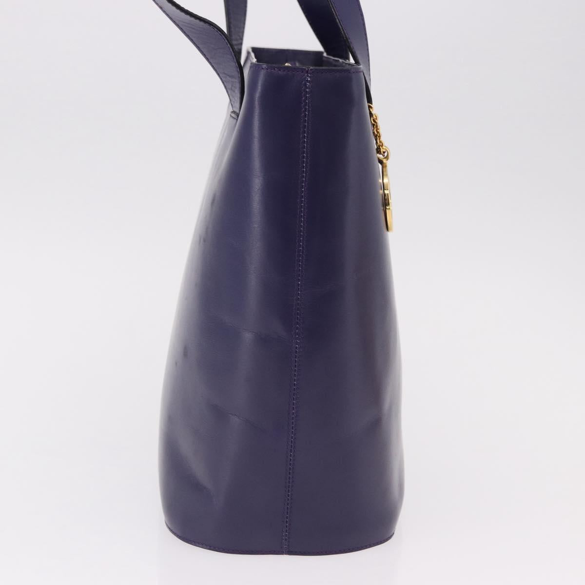 CELINE Circle Shoulder Bag Leather Purple Gold Auth bs36092A