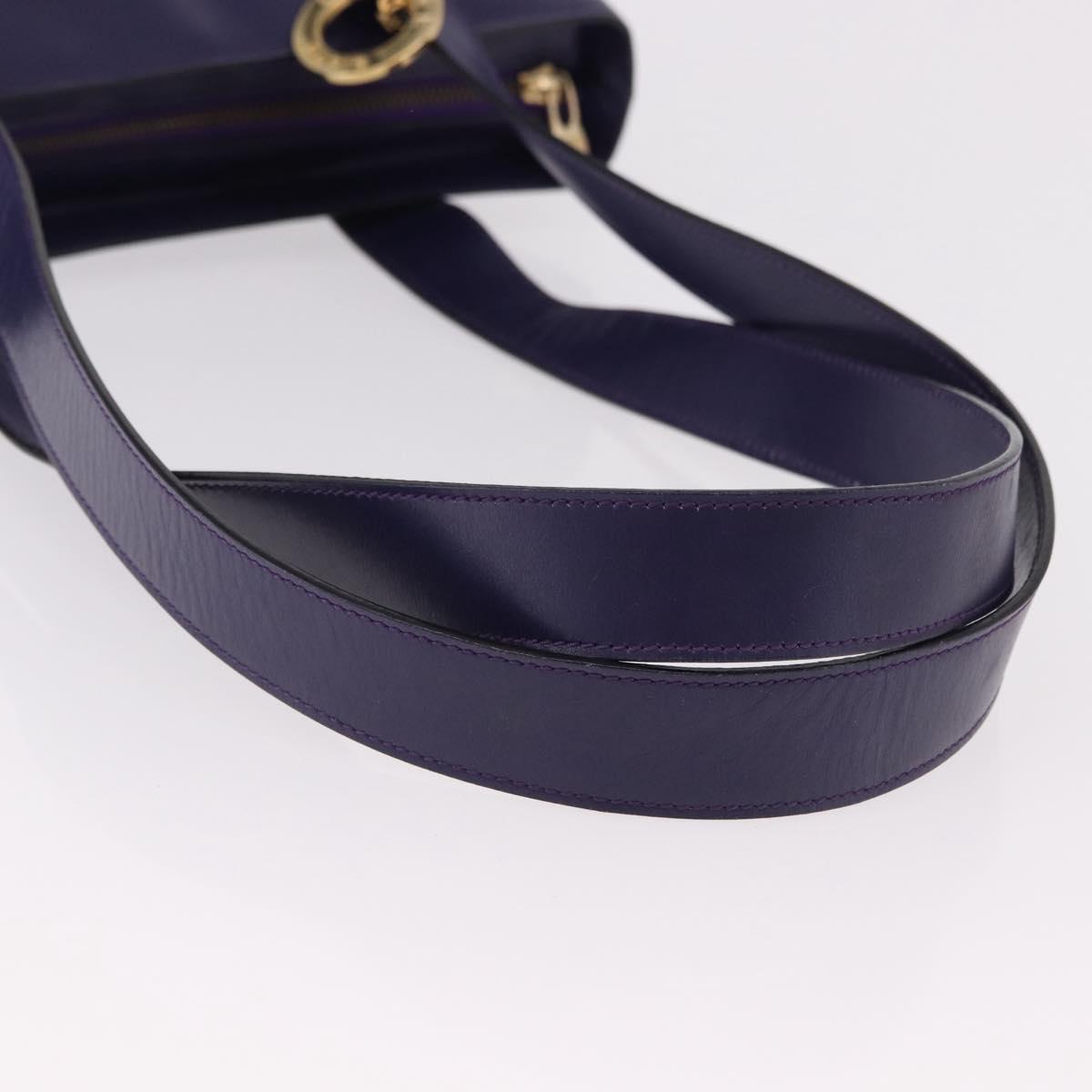 CELINE Circle Shoulder Bag Leather Purple Gold Auth bs36092A