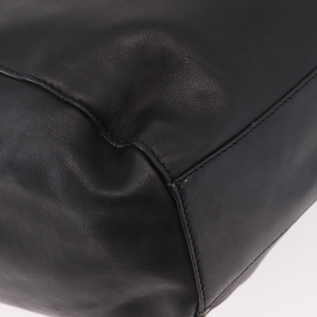 CELINE Hand Bag Leather Black Gold Auth bs36094V