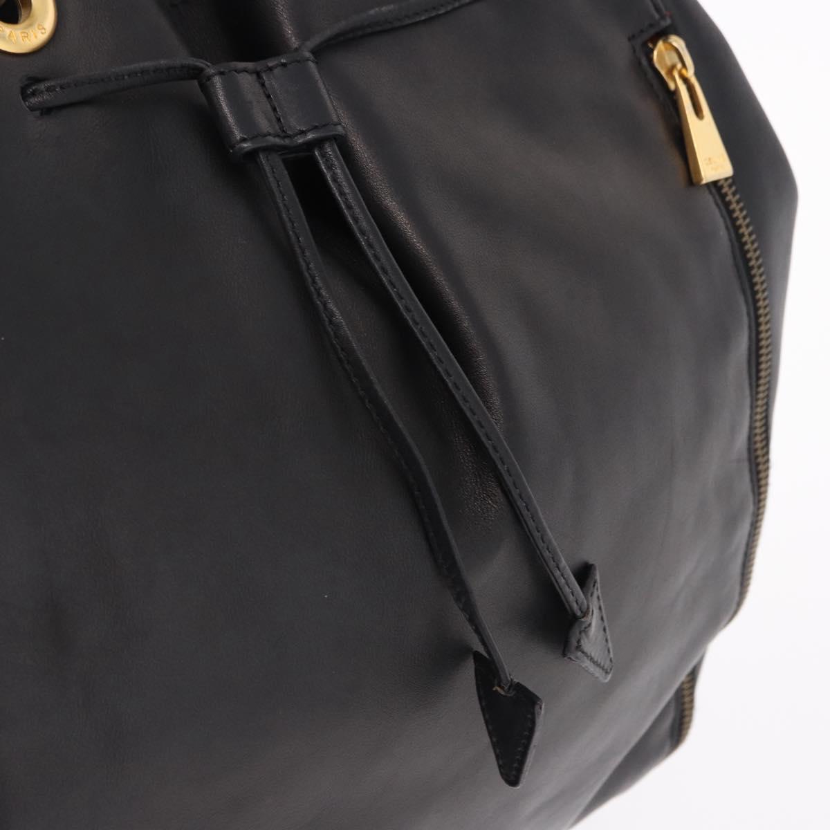 CELINE Hand Bag Leather Black Gold Auth bs36094V
