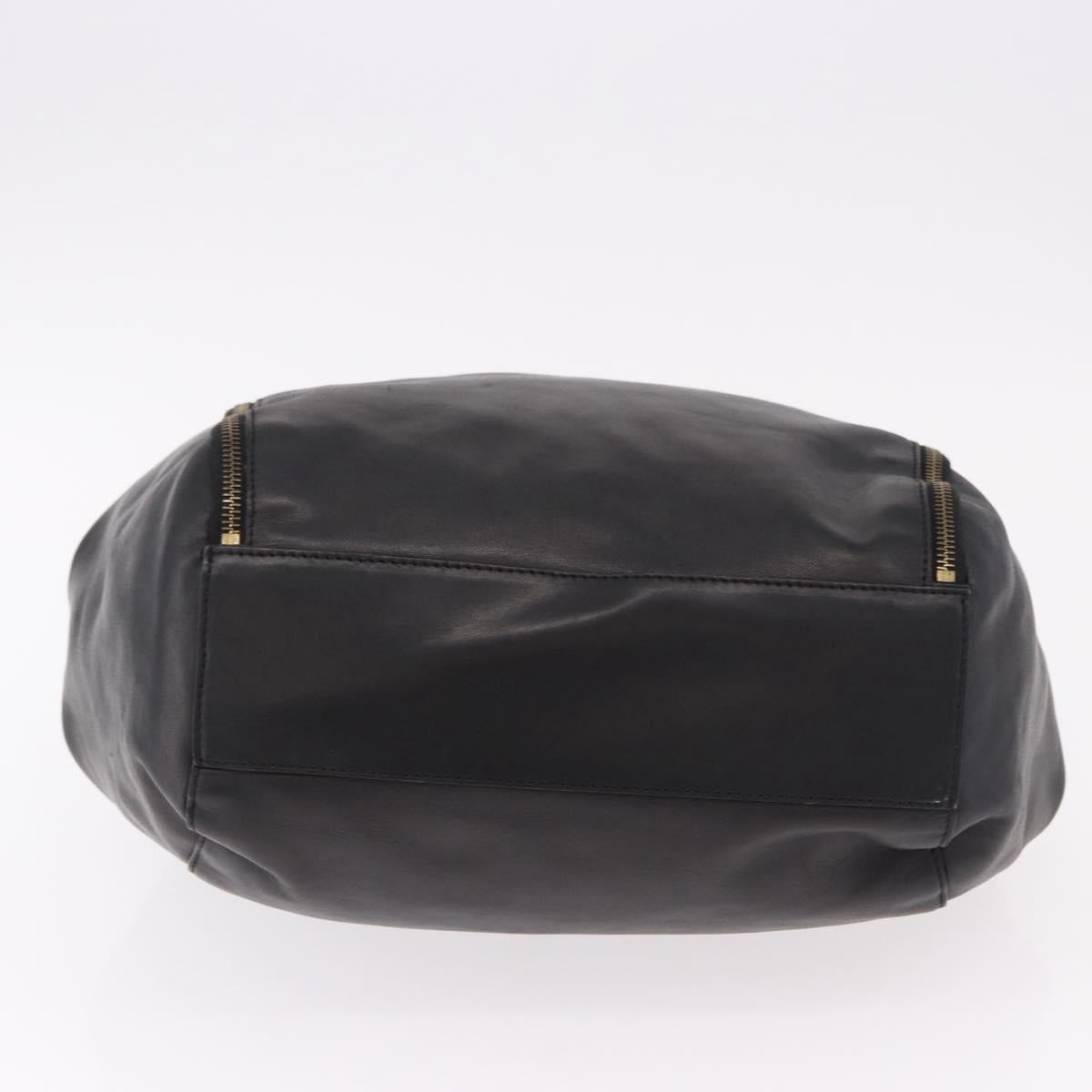 CELINE Hand Bag Leather Black Gold Auth bs36094V