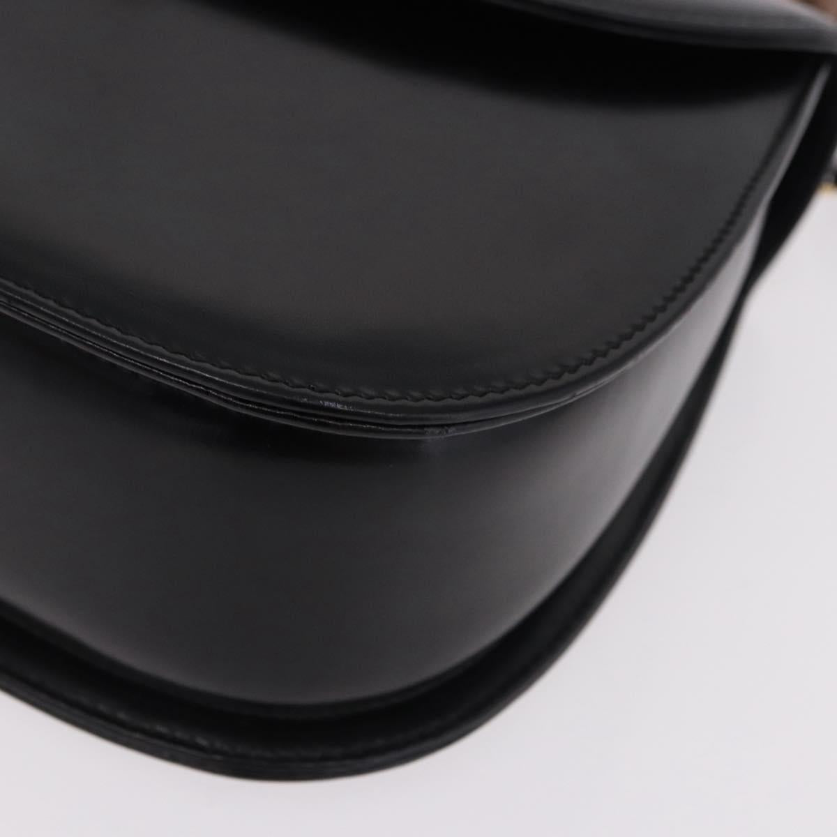 GUCCI Bamboo Hand Bag Leather 2way Black Gold 000 1364 0633 Auth bs36097V