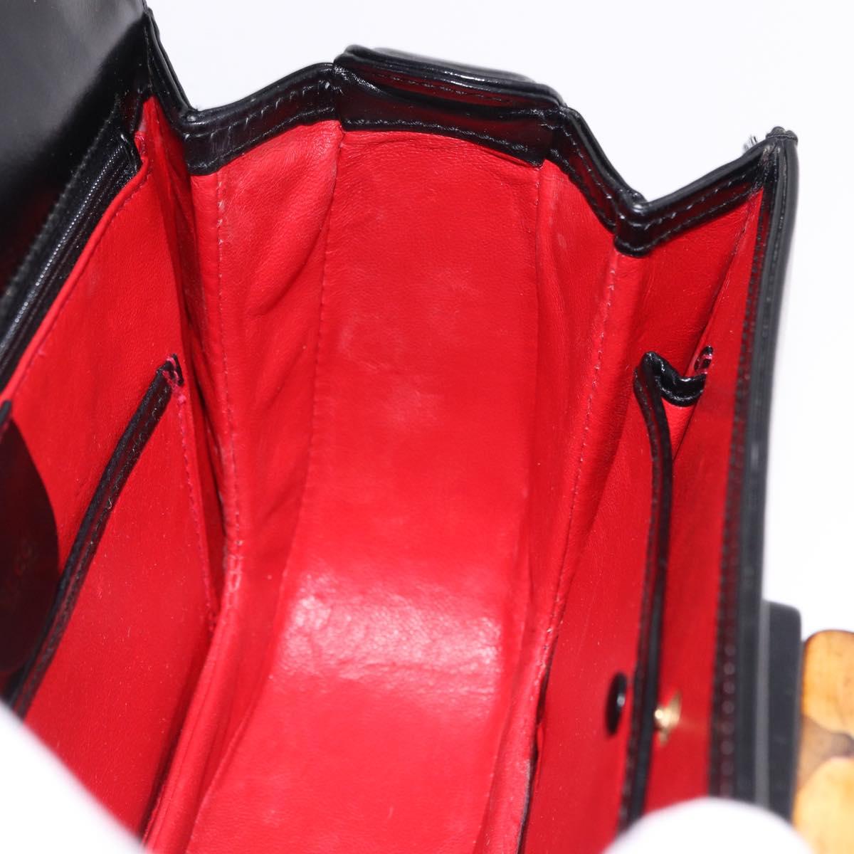 GUCCI Bamboo Hand Bag Leather 2way Black Gold 000 1364 0633 Auth bs36097V