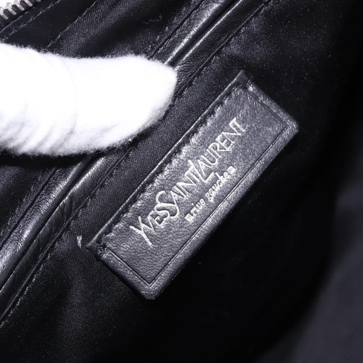 SAINT LAURENT Hand Bag Canvas Beige Silver Auth bs36099A