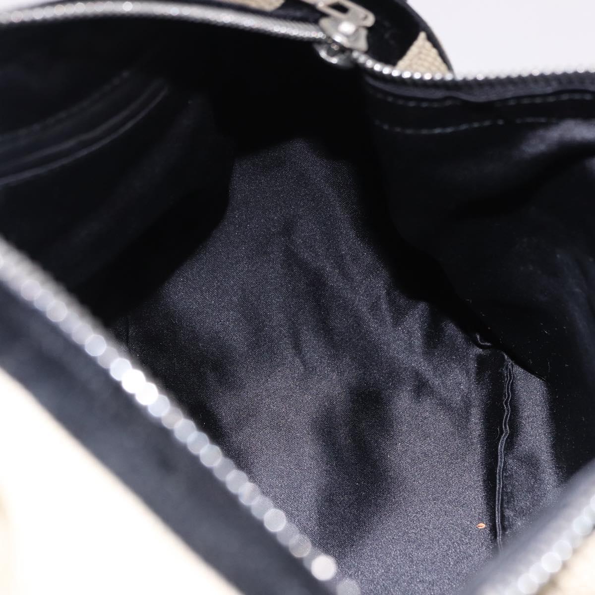 SAINT LAURENT Hand Bag Canvas Beige Silver Auth bs36099A