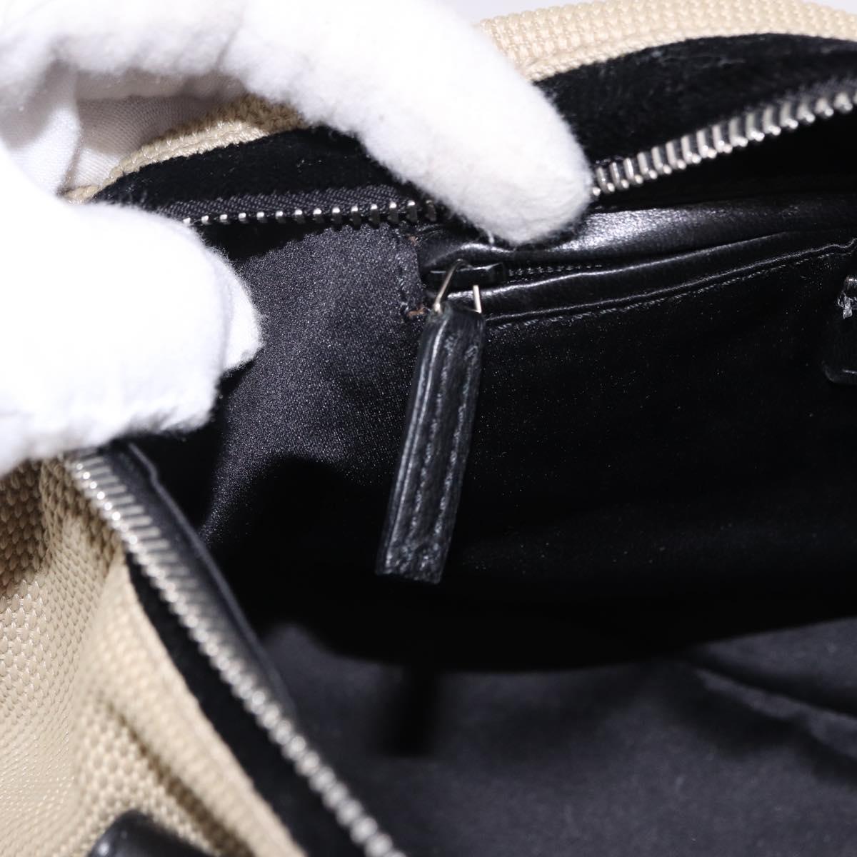 SAINT LAURENT Hand Bag Canvas Beige Silver Auth bs36099A