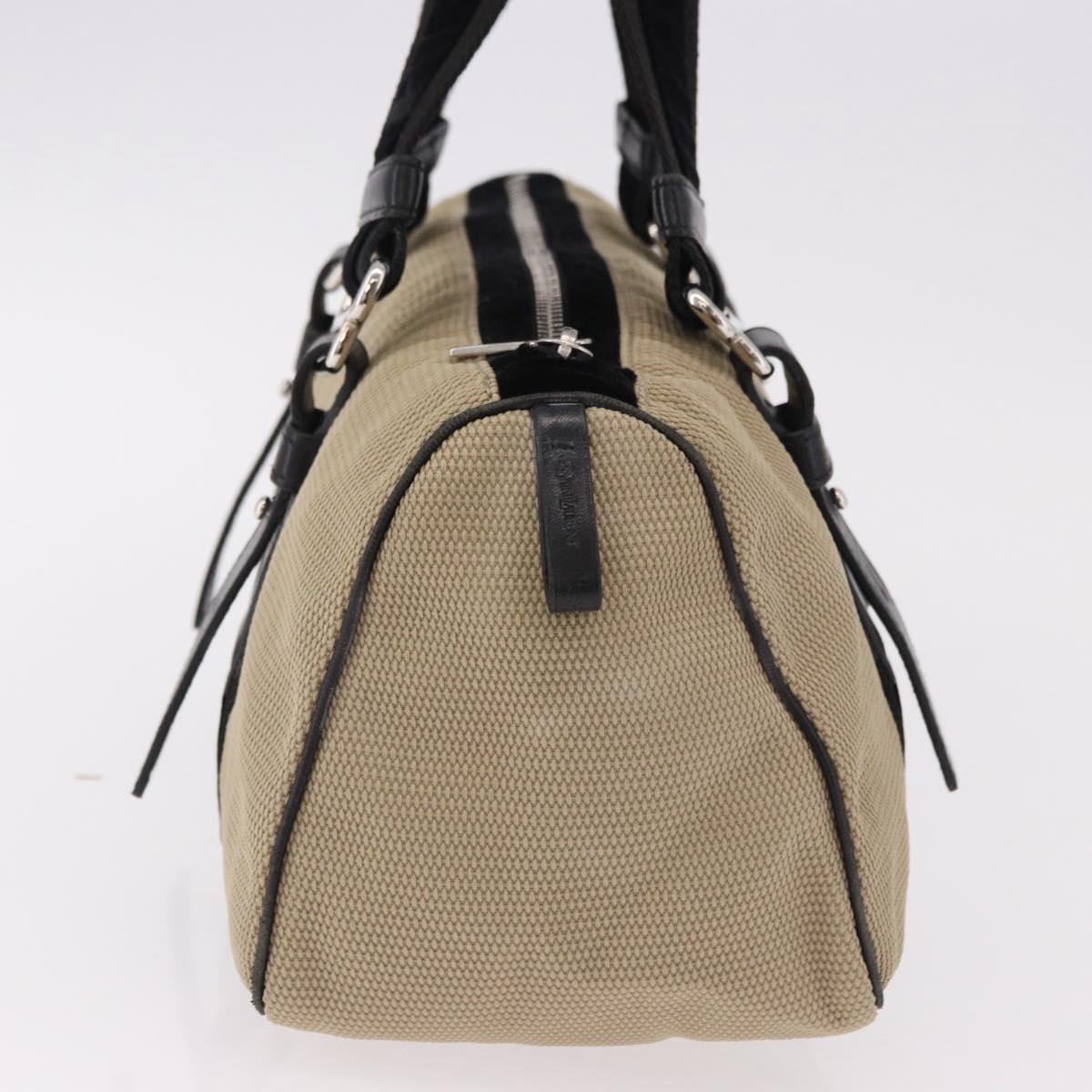 SAINT LAURENT Hand Bag Canvas Beige Silver Auth bs36099A