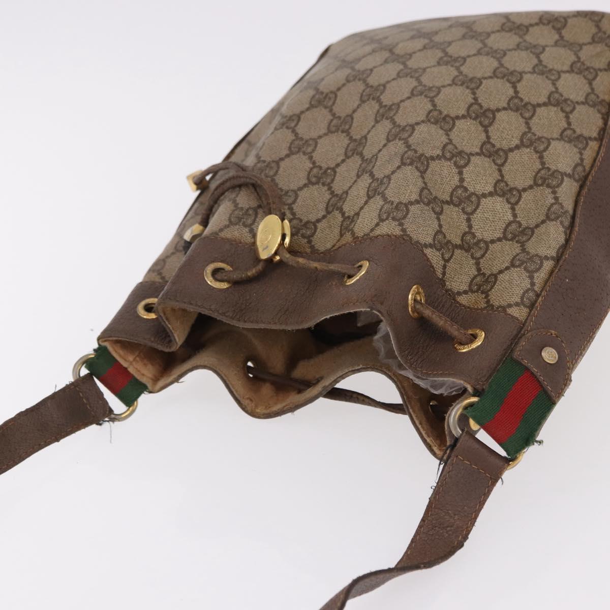 GUCCI GG Supreme Web Sherry Line Bag PVC Beige Gold 164 02 034 Auth bs36100