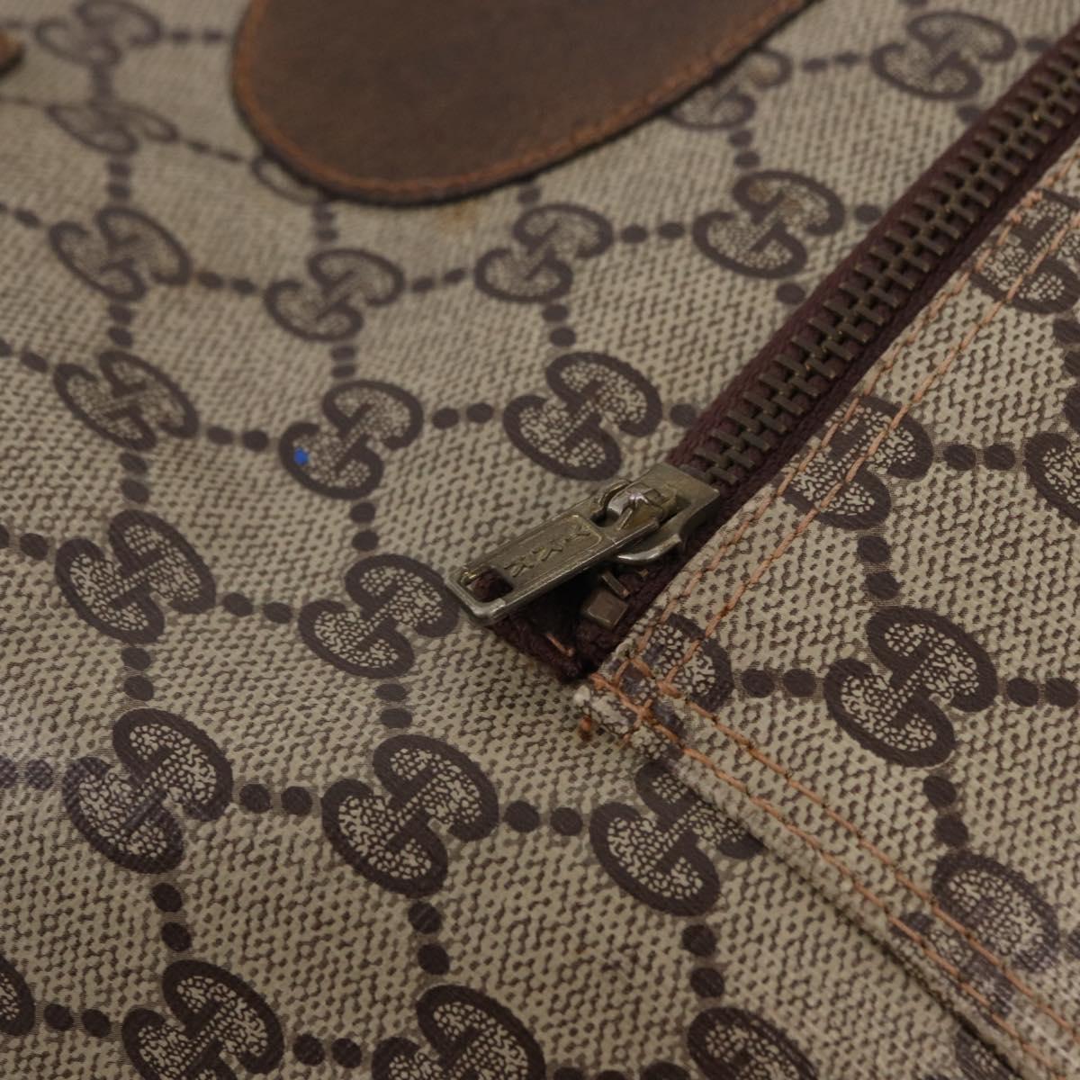 GUCCI GG Supreme Web Sherry Line Tote Bag PVC Leather Beige Auth bs36101
