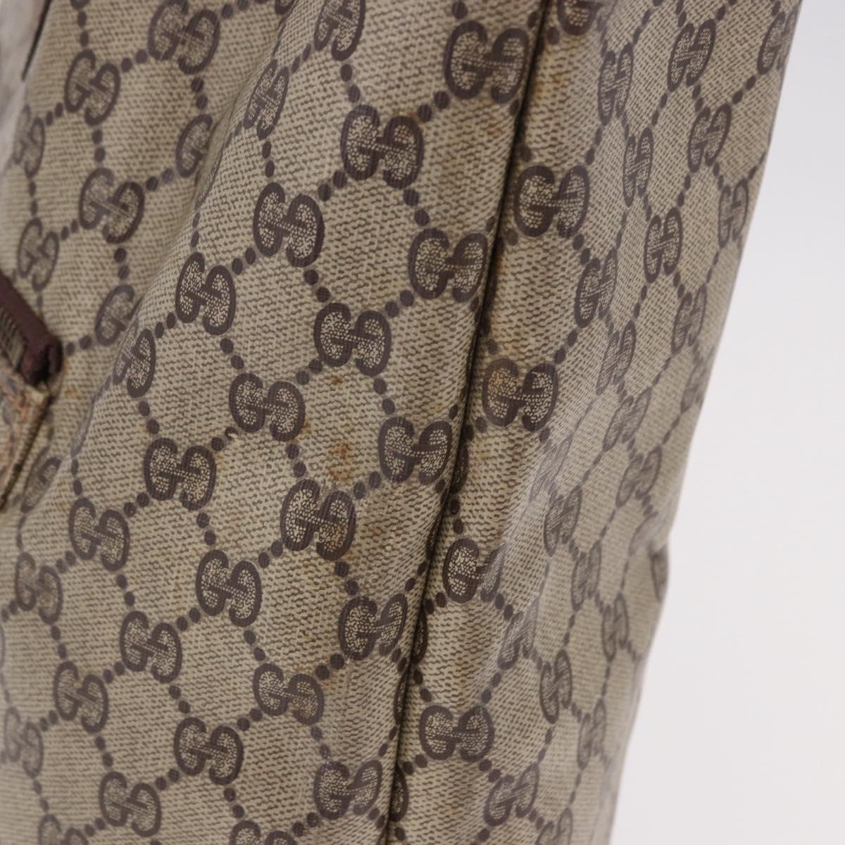 GUCCI GG Supreme Web Sherry Line Tote Bag PVC Leather Beige Auth bs36101