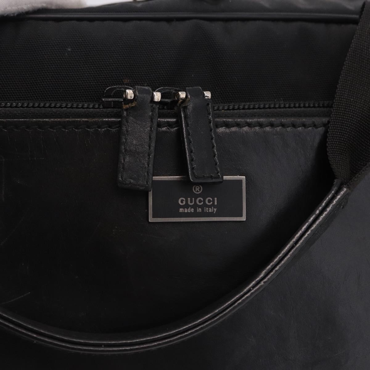 GUCCI Hand Bag Canvas Black Silver Auth bs36102