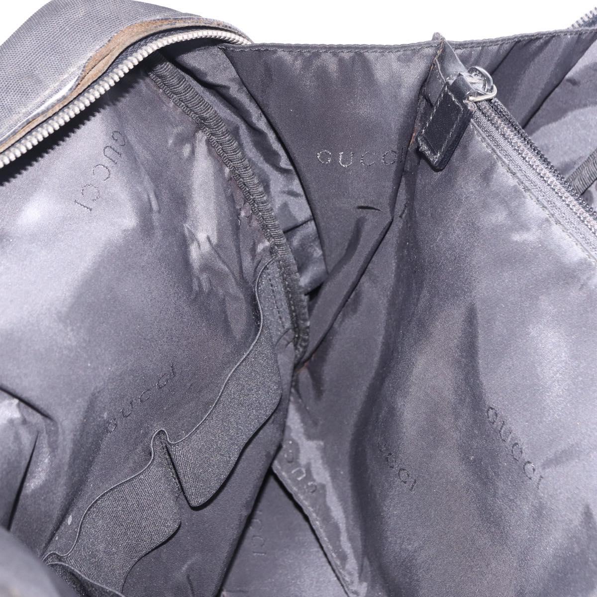 GUCCI Hand Bag Canvas Black Silver Auth bs36102