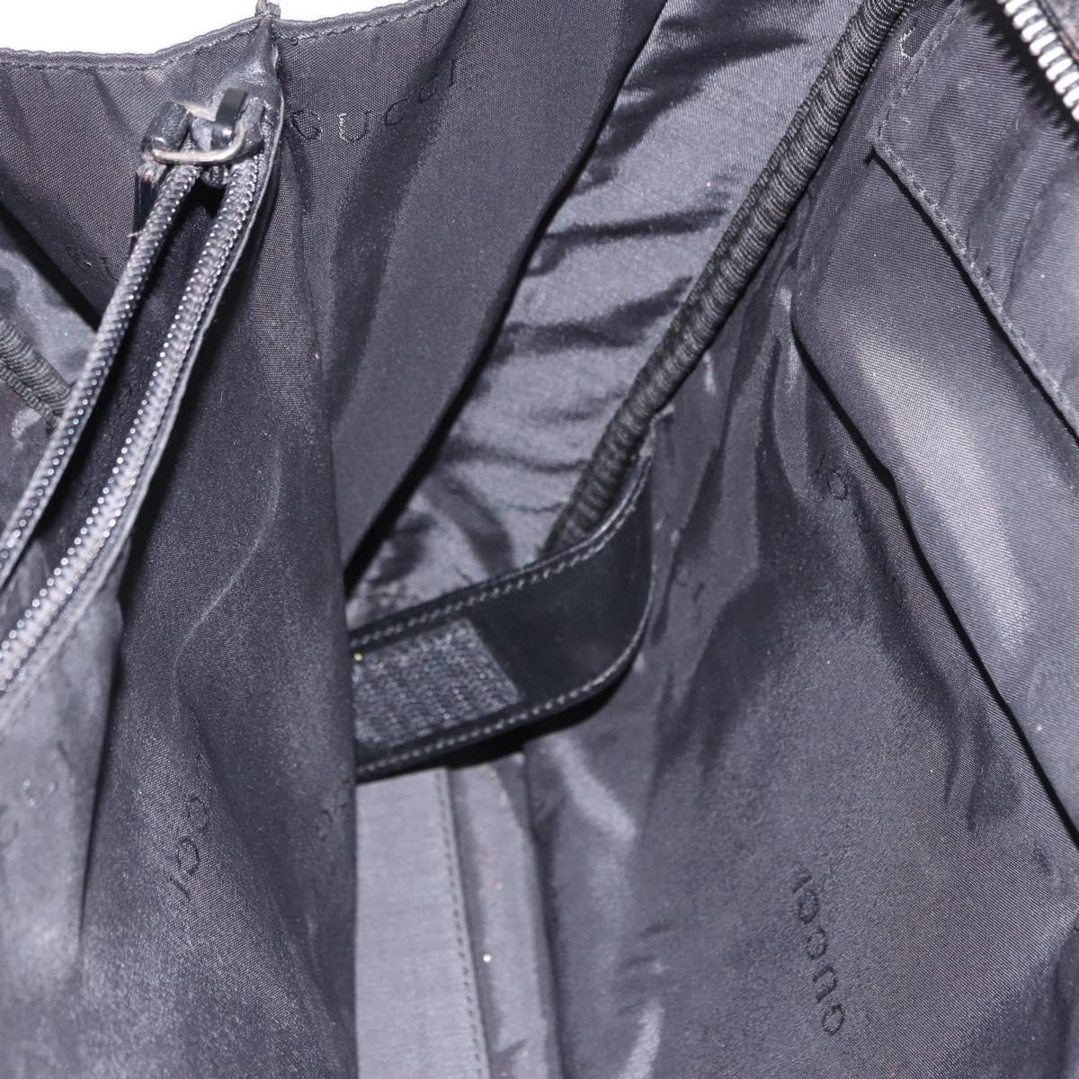 GUCCI Hand Bag Canvas Black Silver Auth bs36102