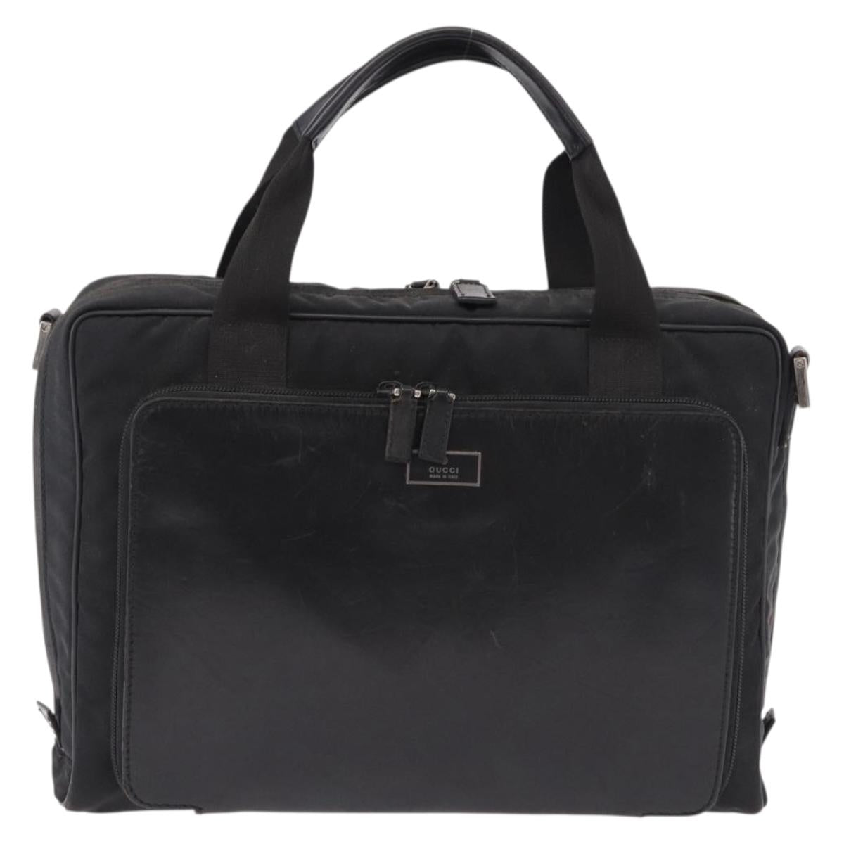 GUCCI Hand Bag Canvas Black Silver Auth bs36102