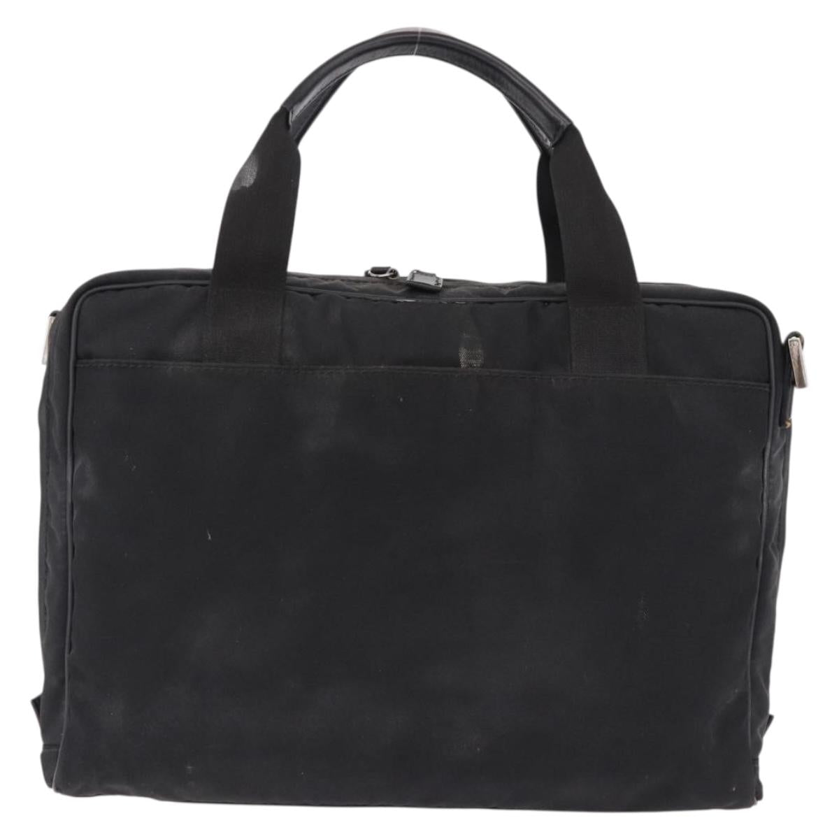 GUCCI Hand Bag Canvas Black Silver Auth bs36102