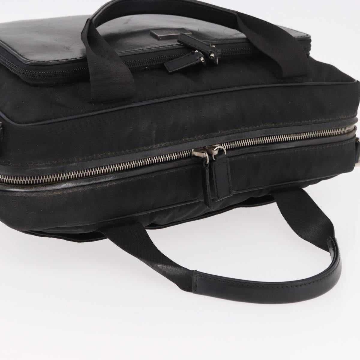GUCCI Hand Bag Canvas Black Silver Auth bs36102
