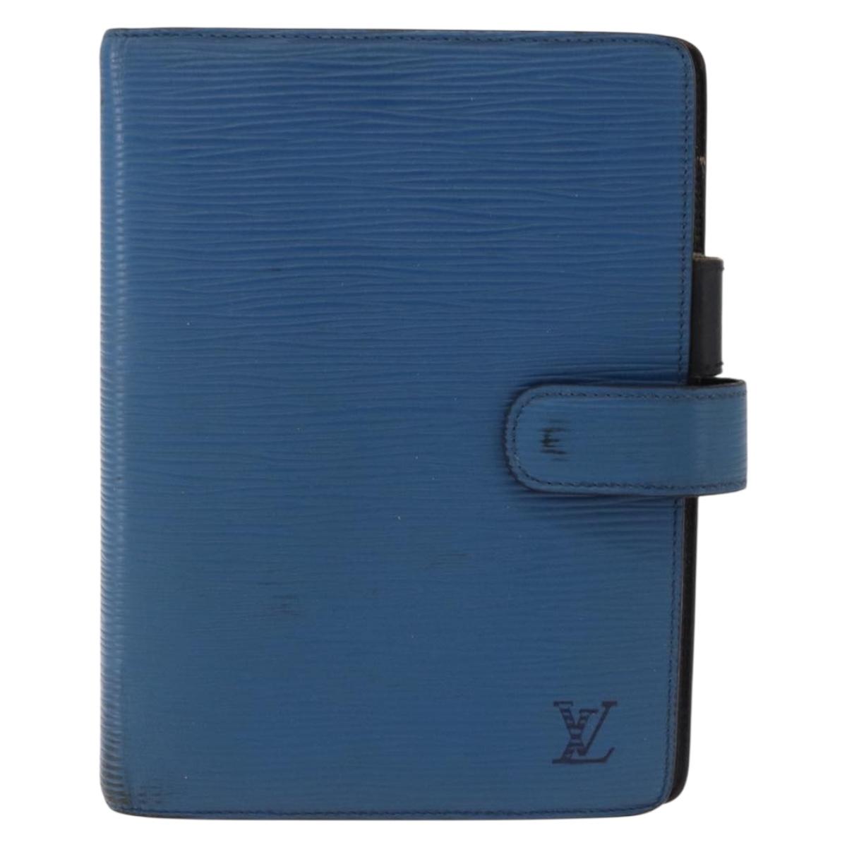 LOUIS VUITTON Epi Agenda MM Day Planner Cover Blue R20055 LV Auth bs36113