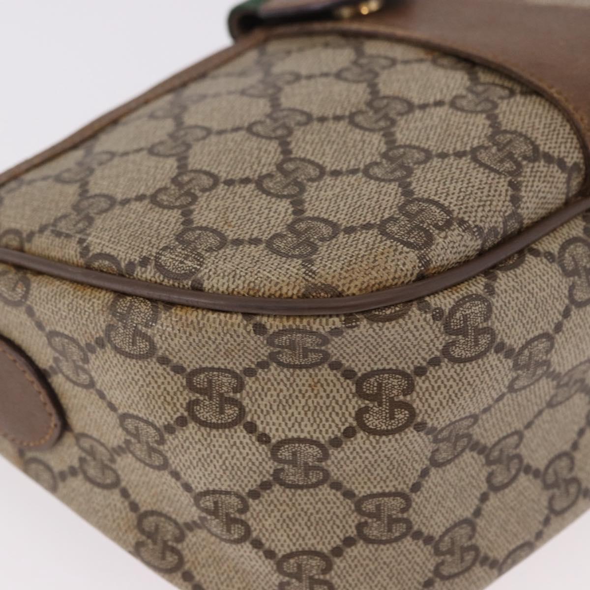 GUCCI GG Supreme Web Sherry Line Bag PVC Beige Gold 89 02 032 Auth bs36114