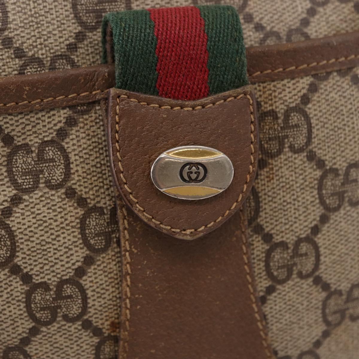 GUCCI GG Supreme Web Sherry Line Bag PVC Beige Gold 89 02 032 Auth bs36114