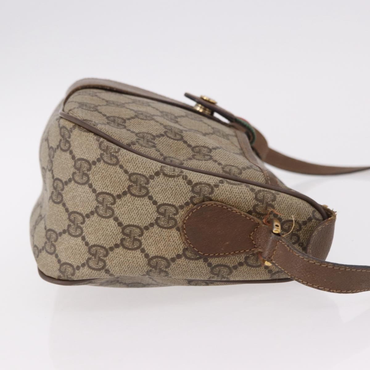 GUCCI GG Supreme Web Sherry Line Bag PVC Beige Gold 89 02 032 Auth bs36114