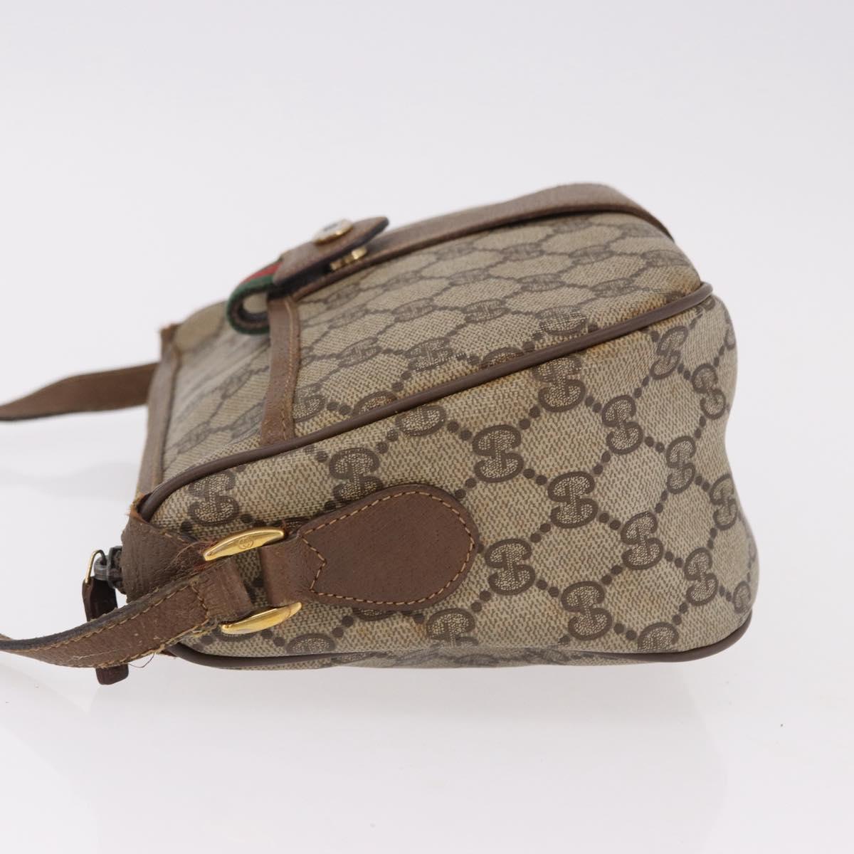 GUCCI GG Supreme Web Sherry Line Bag PVC Beige Gold 89 02 032 Auth bs36114