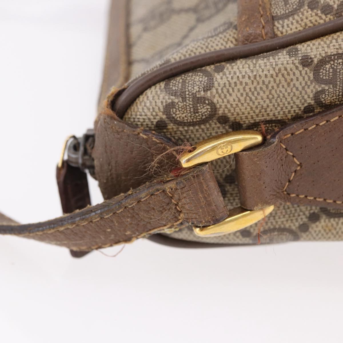 GUCCI GG Supreme Web Sherry Line Bag PVC Beige Gold 89 02 032 Auth bs36114