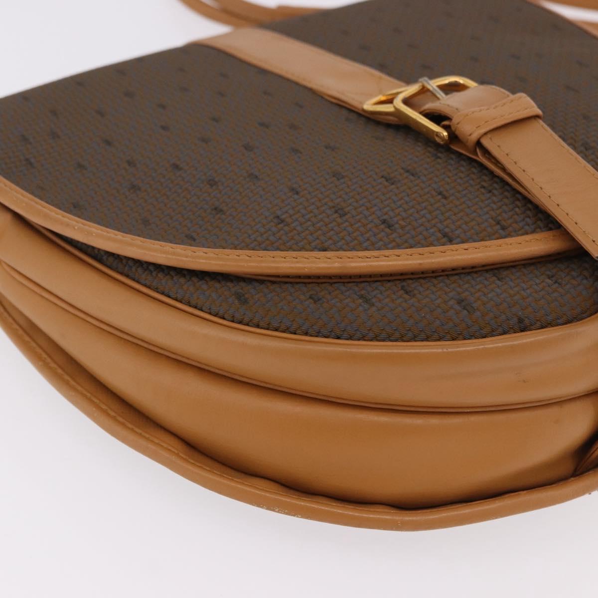 SAINT LAURENT Shoulder Bag PVC Canvas Beige Gold Auth bs36115