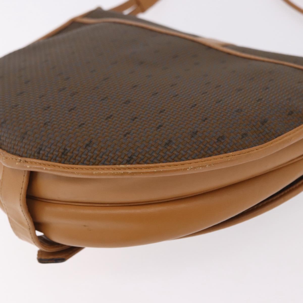 SAINT LAURENT Shoulder Bag PVC Canvas Beige Gold Auth bs36115