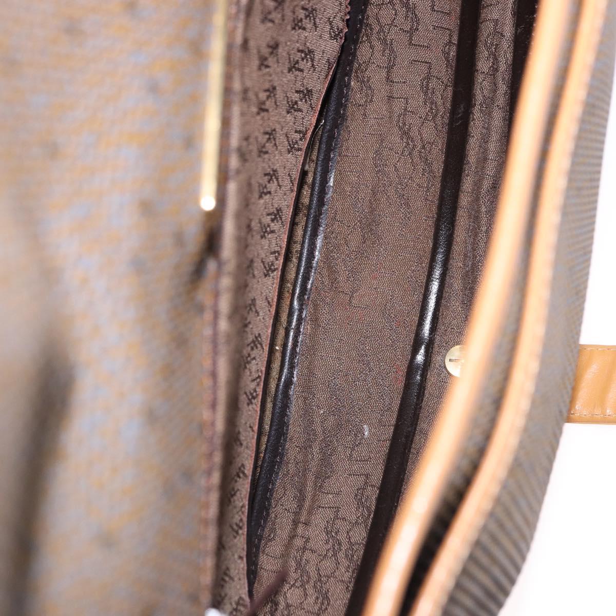 SAINT LAURENT Shoulder Bag PVC Canvas Beige Gold Auth bs36115