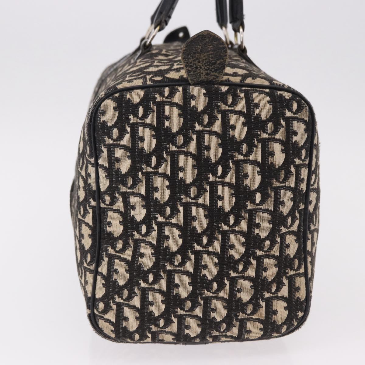 Christian Dior Trotter Canvas Boston Bag Black Silver Auth bs36116A
