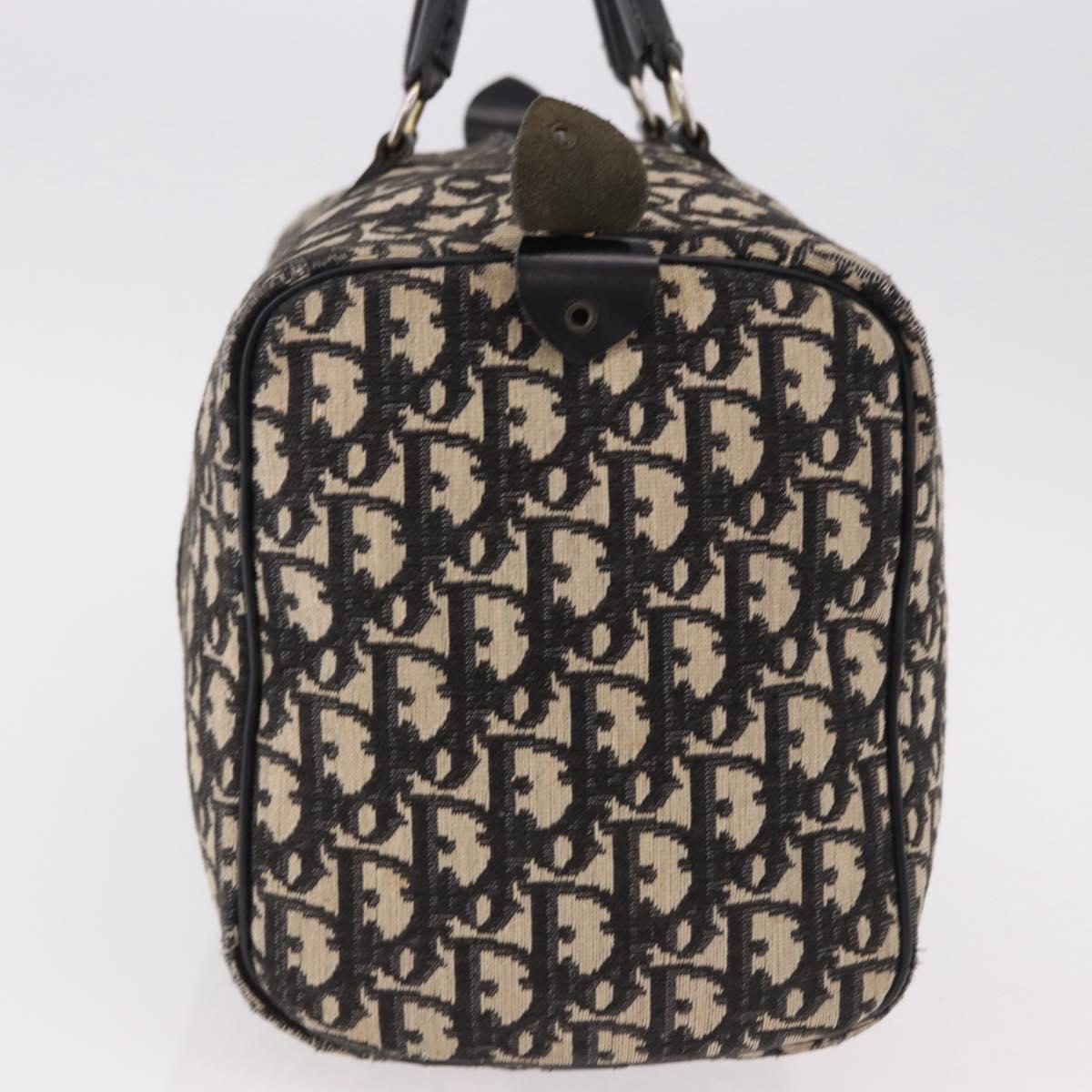 Christian Dior Trotter Canvas Boston Bag Black Silver Auth bs36116A
