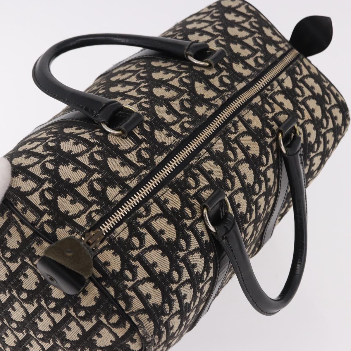 Christian Dior Trotter Canvas Boston Bag Black Silver Auth bs36116A